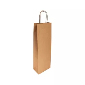 Sac 1 bouteille kraft poignées torsadées 12.2+7.8x35cm